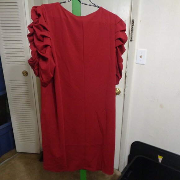 NWT Torrid Plus Size 3 3X 22/24 PUFF SLEEVE MINI DRESS - TEXTURED KNIT RED - Picture 5 of 6